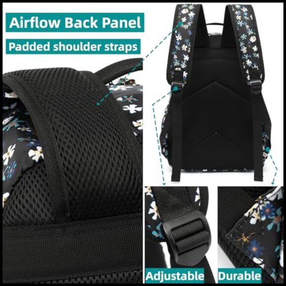 Galaxy Print Laptop Backpack Water Resistant Polyester Adjustable Straps Travel